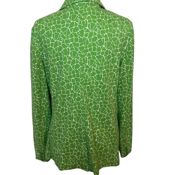 Talbots Medium Knit Blazer Green Pastel Floral Jacket with Jacket Pockets 14 - Picture 5 of 16